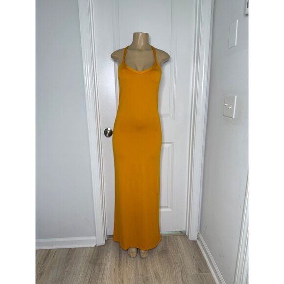 Sleeveless Mustard Yellow Racerback Maxi Dress - Picture 1 of 3
